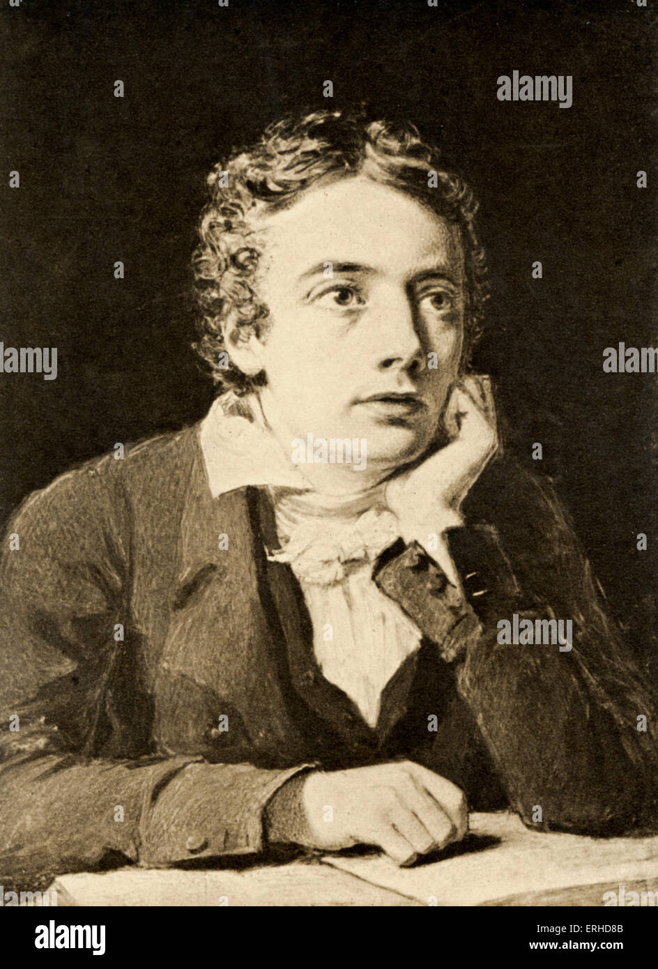 John Keats - portrait par J. Severn. Poète anglais, 1795-1821. Banque D'Images