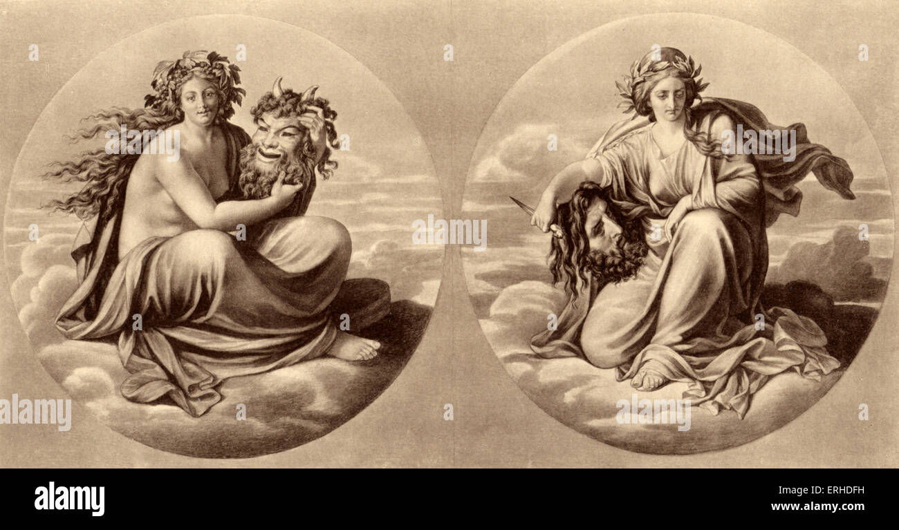 Lithographie Ancienne Allégorie Dramatique - Scène Symbolique Noir Et Blanc
