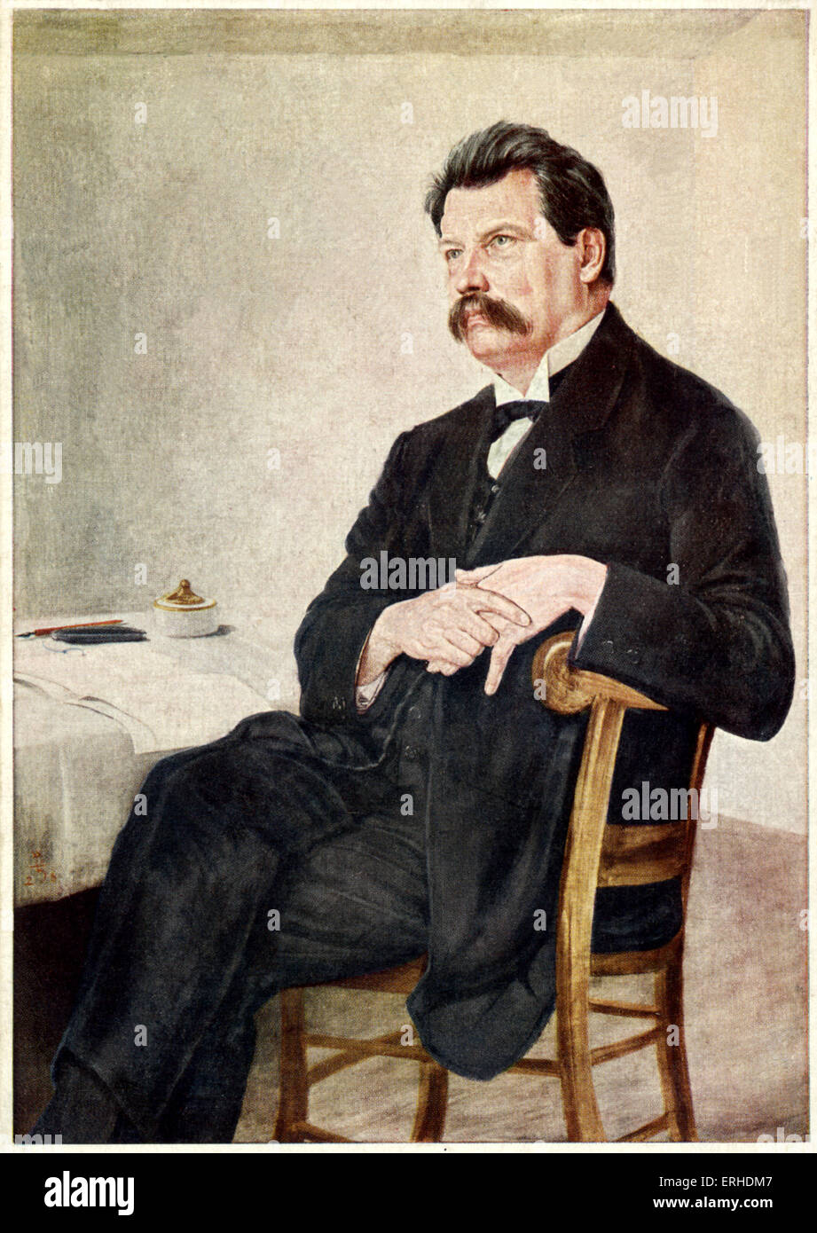 Albert Schweitzer portrait peint par Bühler. Humanitaire, théologien, missionnaire, organiste, et médecin ; 1875-1965. Banque D'Images