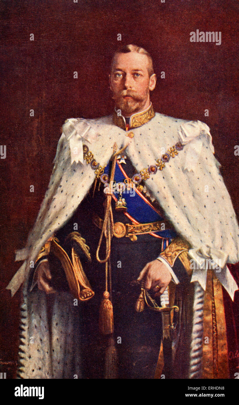 George V, Roi d'Angleterre. (1865-1936, couronné en 1911). Carte postale du début du xxe siècle. Banque D'Images
