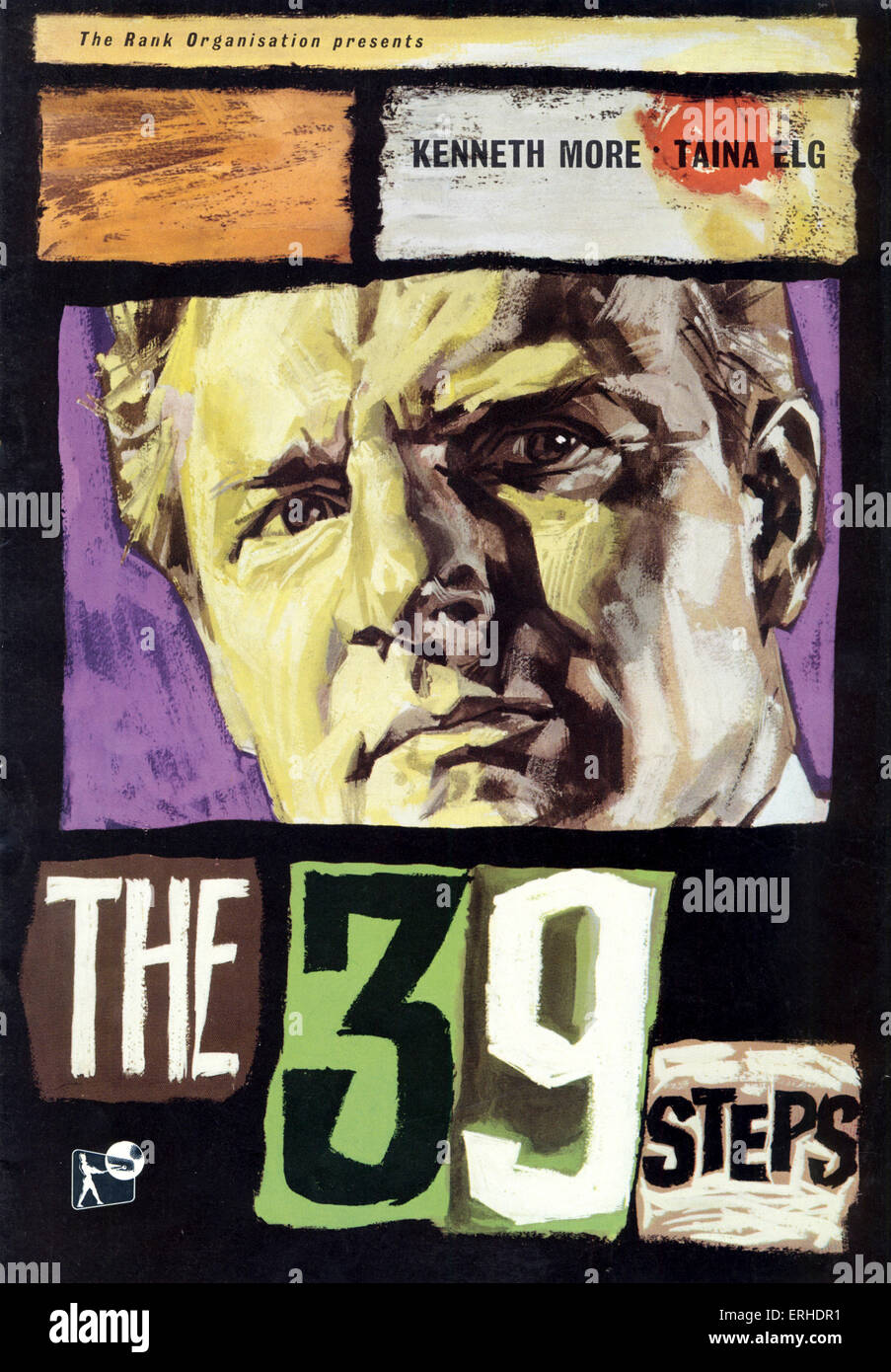 John Buchan, 'Les trente neuf marches ' adapté au cinéma avec Kenneth More par Rank Organisation. Brochure de promotion pour les salles de cinéma. Film réalisé 1959 Réalisé par Ralph Thomas. Les 39 étapes. Peut exiger une attestation avec le grade. Banque D'Images