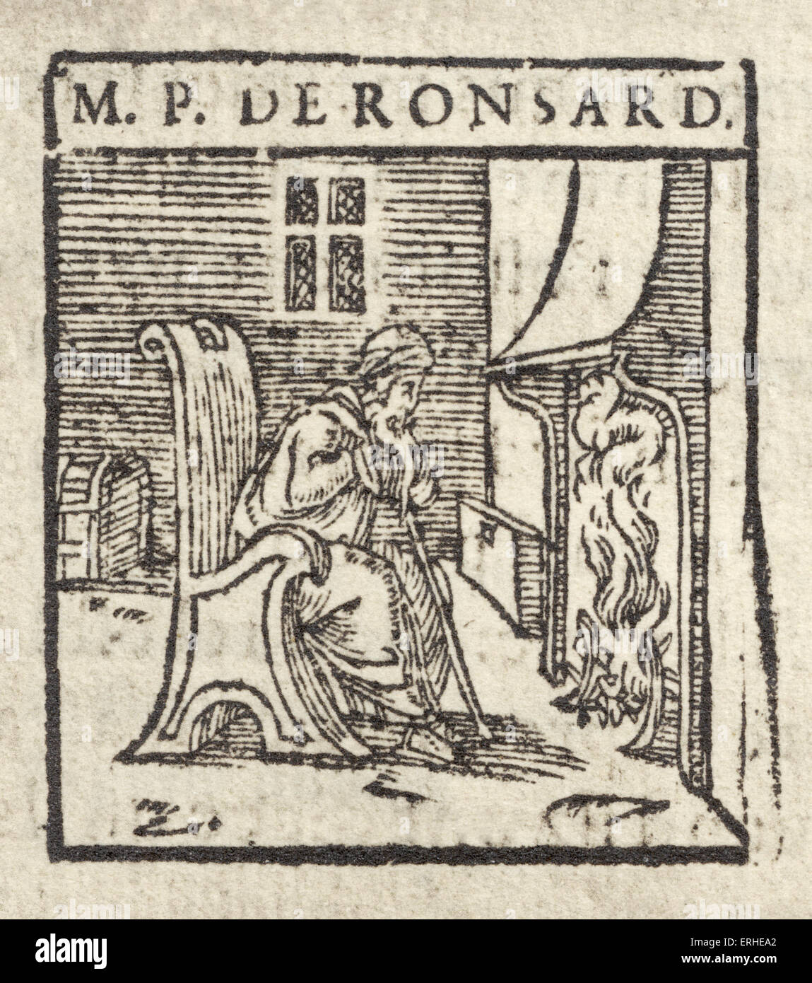 Pierre de Ronsard. Gravure caricature. Poète, poète français nommé royal pour Henri / Henry II Septembre 1524 - Décembre 1585 Banque D'Images