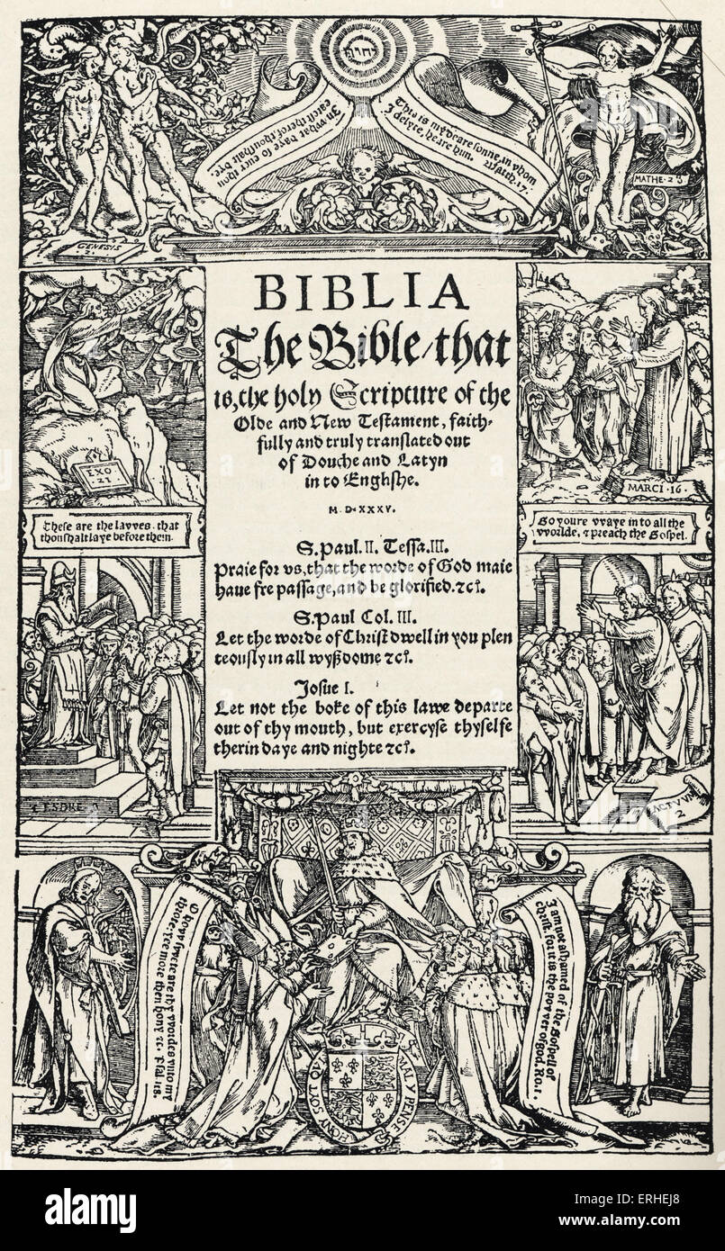 Bible - page de titre - version - 1535 Coverdale - illustration Banque D'Images