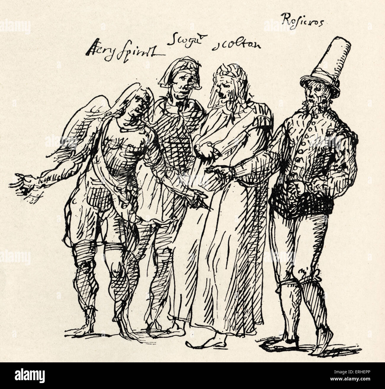 Inigo Jones - illustration - figures conçu pour un Ben Jonson masque. L'architecte anglais, décorateur. 15 juillet 1573- 21 juin 1652 Banque D'Images Inigo Jones - illustration - figures conçu pour un Ben Jonson masque. L'architecte anglais, décorateur. 15 juillet 1573- 21 juin 1652 Banque D'Images