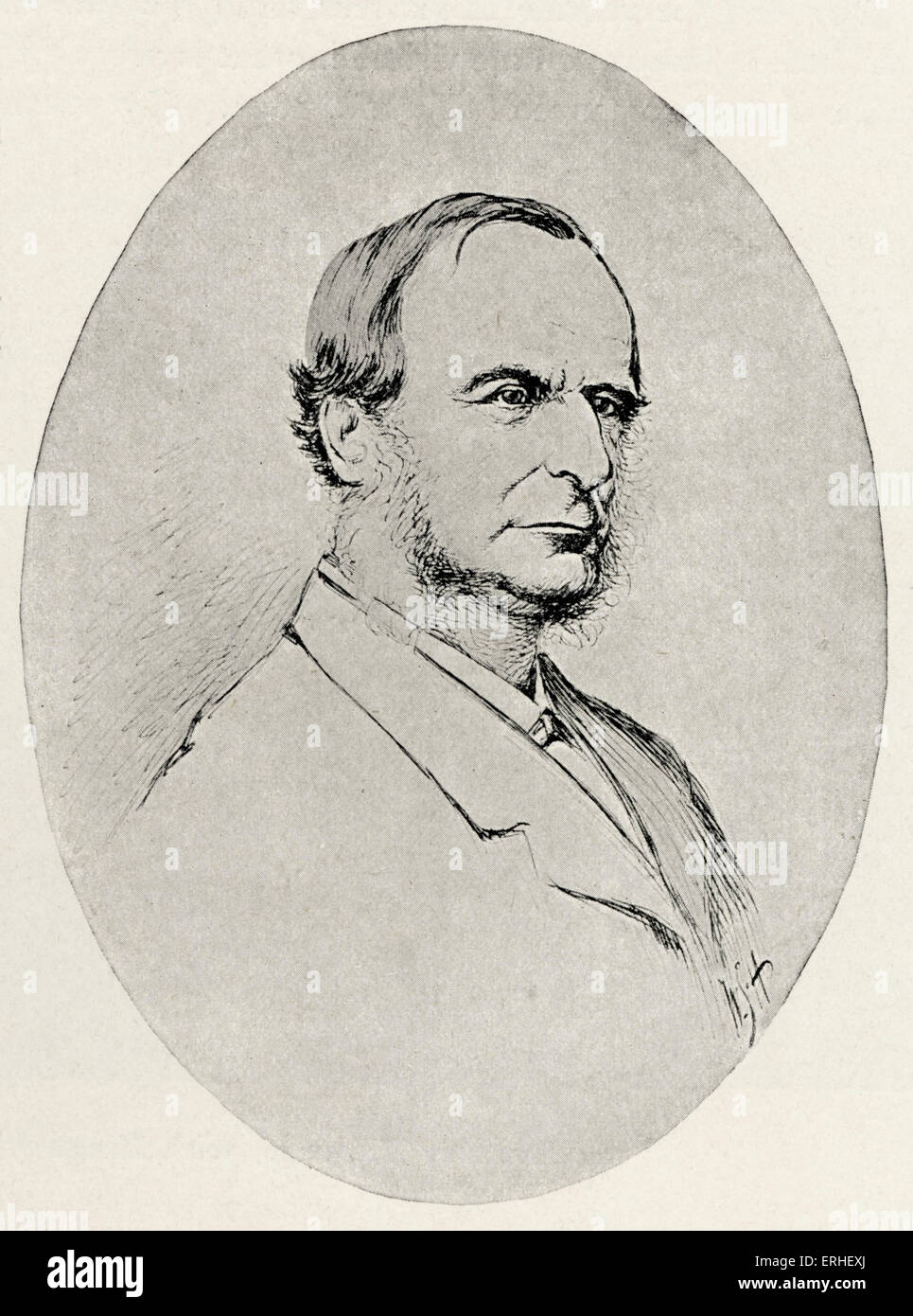 Charles Kingsley - auteur anglais 1819-1875. Dessin, plume et encre à partir de la photographie par W.H. Hunt Banque D'Images