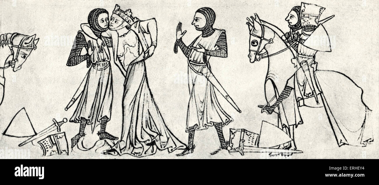 Geoffroy de Monmouth ( Gaufridus Monemutensis ) - chroniqueur gallois et ecclésiaux. Début du 14e siècle de son illumination ' Banque D'Images