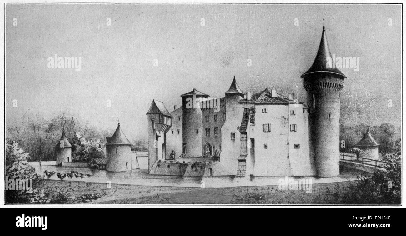 Château de la Brède, en Gascogne, la France, l'accueil de Montesquieu, Charles-Louis de Secondat, baron de la Brède. Le philosophe français Banque D'Images