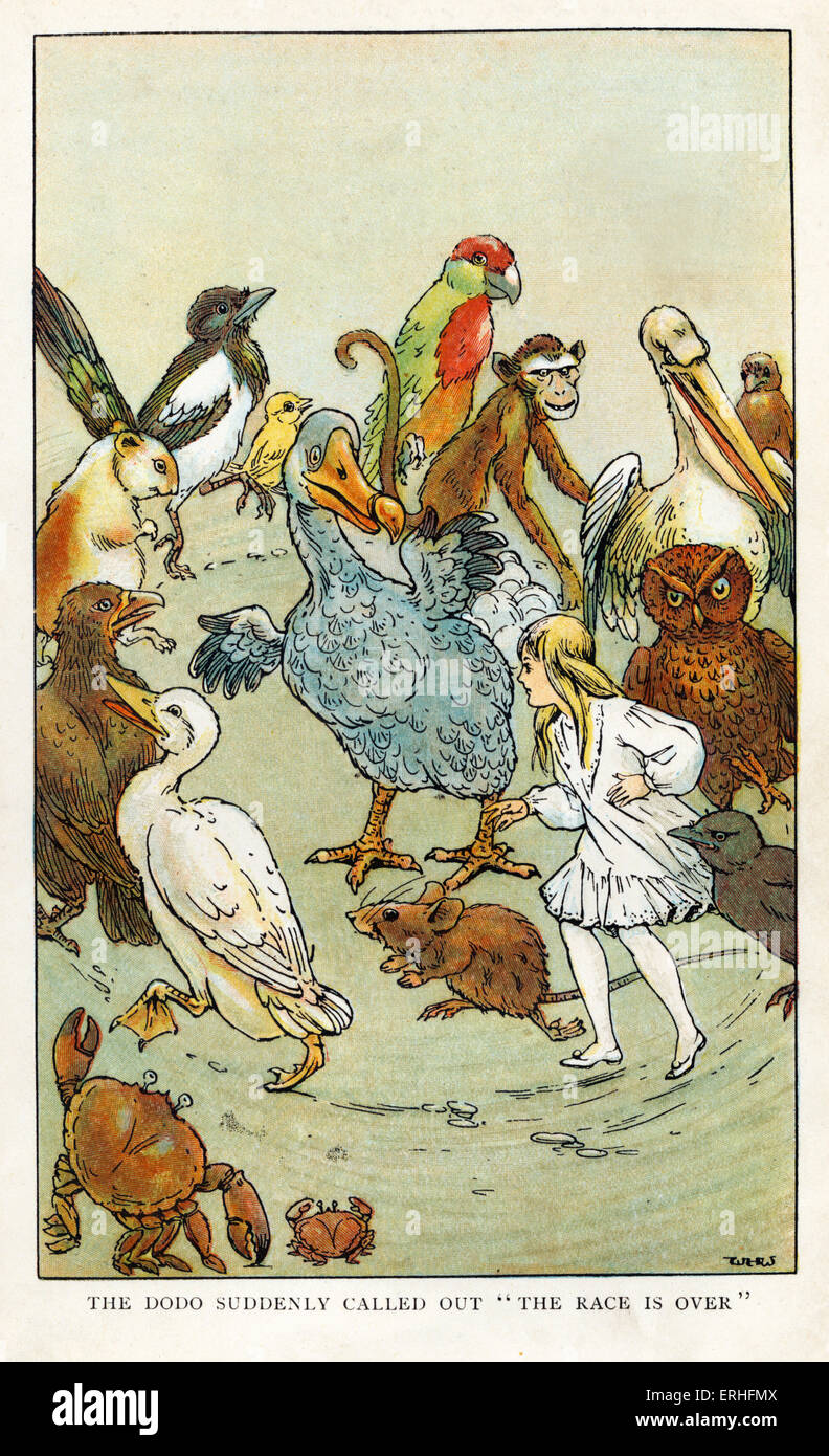 - Alice au Pays des merveilles de Lewis Carroll (Charles Lutwidge Dodgson). Sous-titre suivant : "Le Dodo soudainement appelé 'la course est Banque D'Images