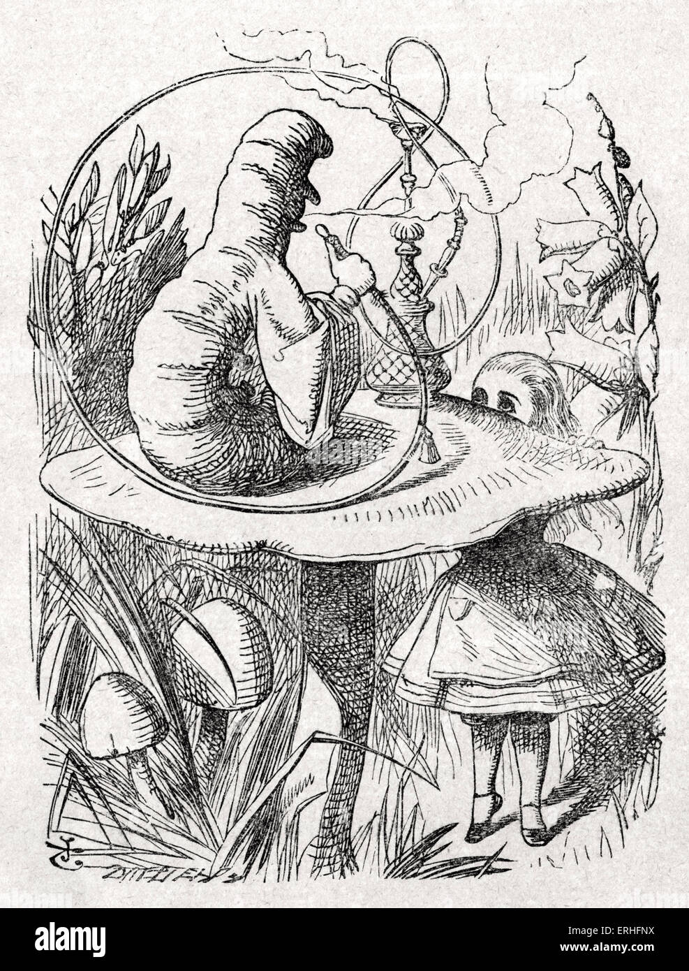 La chenille, d'Alice au Pays des merveilles de Lewis Carroll (Charles Lutwidge Dodgson), anglais et auteur de livres pour enfants Banque D'Images