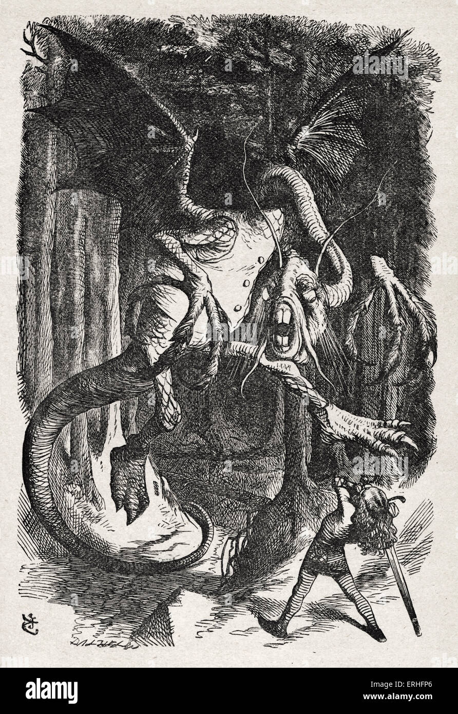 Jabberwocky, dans de l'autre côté de (et ce qu'Alice s'y trouvent) par Lewis Carroll (Charles Lutwidge Dodgson), anglais Banque D'Images