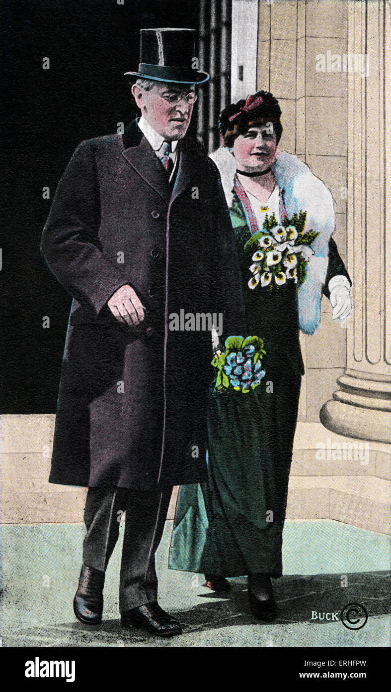 Woodrow Wilson - Président des États-Unis (1913-1921) avec son épouse. 28 Décembre 1856 - 3 février 1924. Banque D'Images