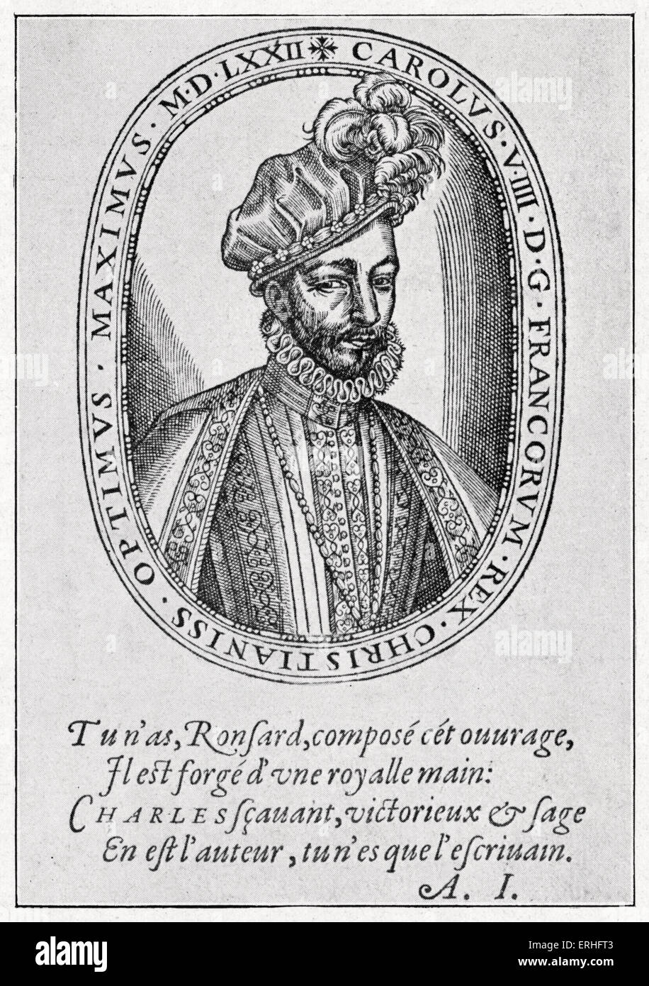Charles IX - portrait, 1572. Monarque français, patron de la littérature et des arts de 1550 - 1574. Gravure anonyme / gravure sur bois Banque D'Images