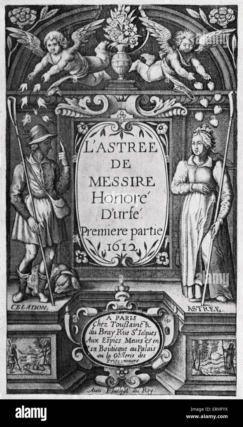 Frontispice pour "l'Astrée" d'Honoré d'Urfé, 1612 edition, premier volume. Une romance. Y compris les deux personnages principaux Banque D'Images