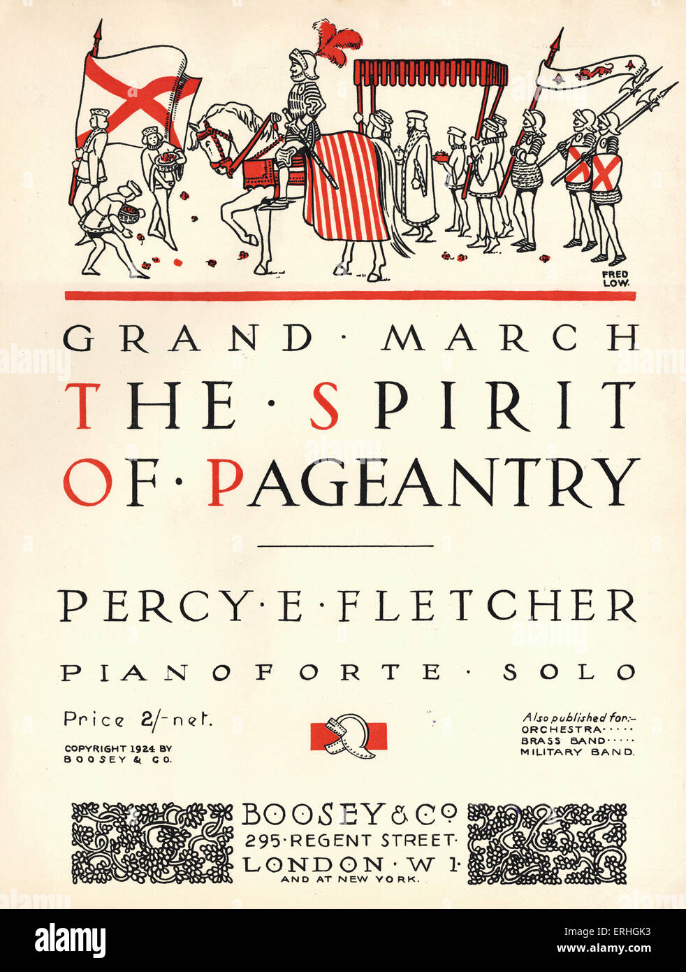 Percy Fletcher's 'Grand Mars : l'esprit de l'apparat' - score couvrir. Illustration médiévale chevalier à cheval. Banque D'Images
