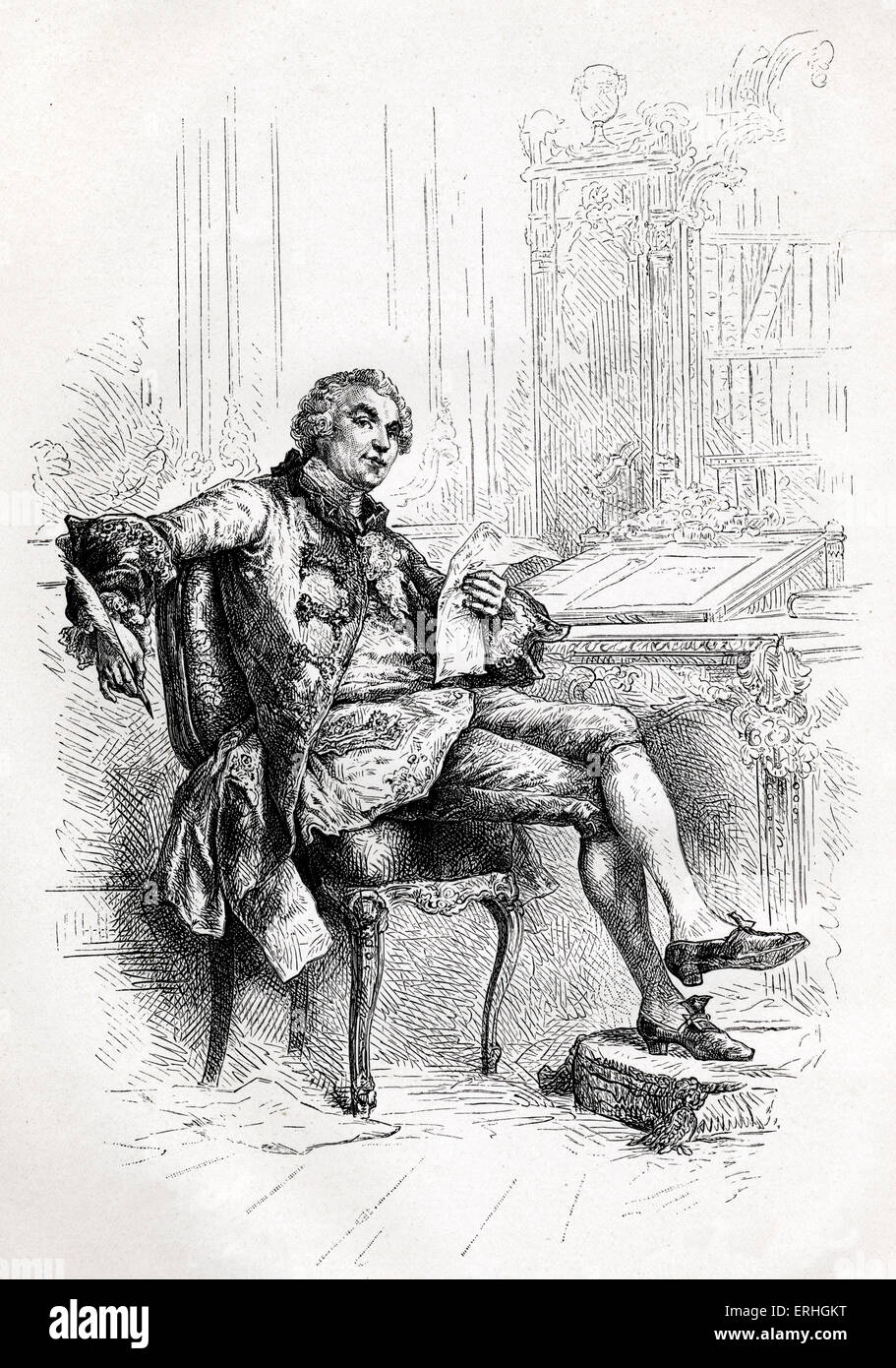 Georges-Louis Leclerc, Comte de Buffon - portrait de le mathématicien français, biologiste et écrivain, plume en main. 7 Banque D'Images