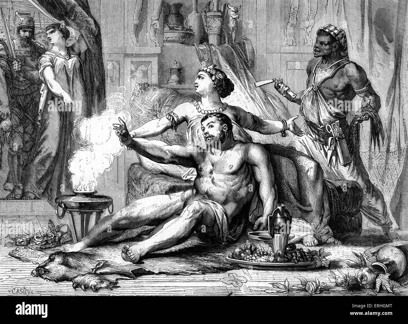 Samson et Delilah Samson - illustration d'être trahi par Dalila en la main des Philistins, Les Juges XVII. Banque D'Images