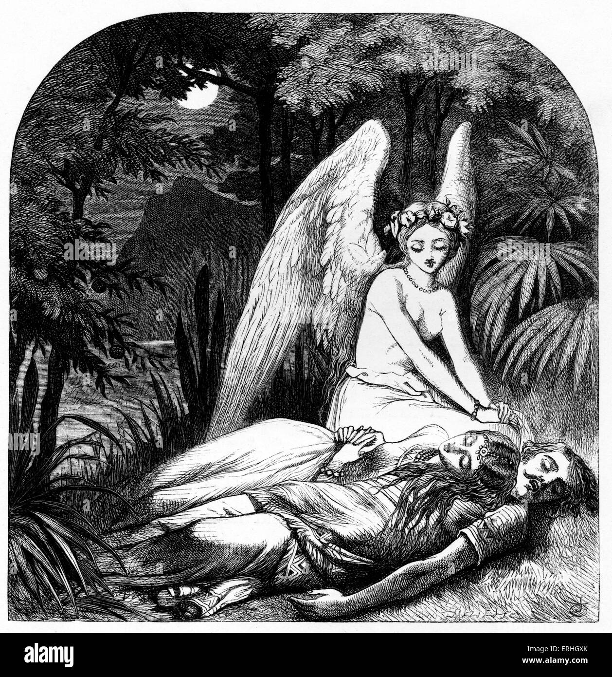 Le paradis et la Peri - illustration de l'album Lalla Rookh par Irish poète et écrivain Thomas Moore. Un ange (Peri) siège Banque D'Images