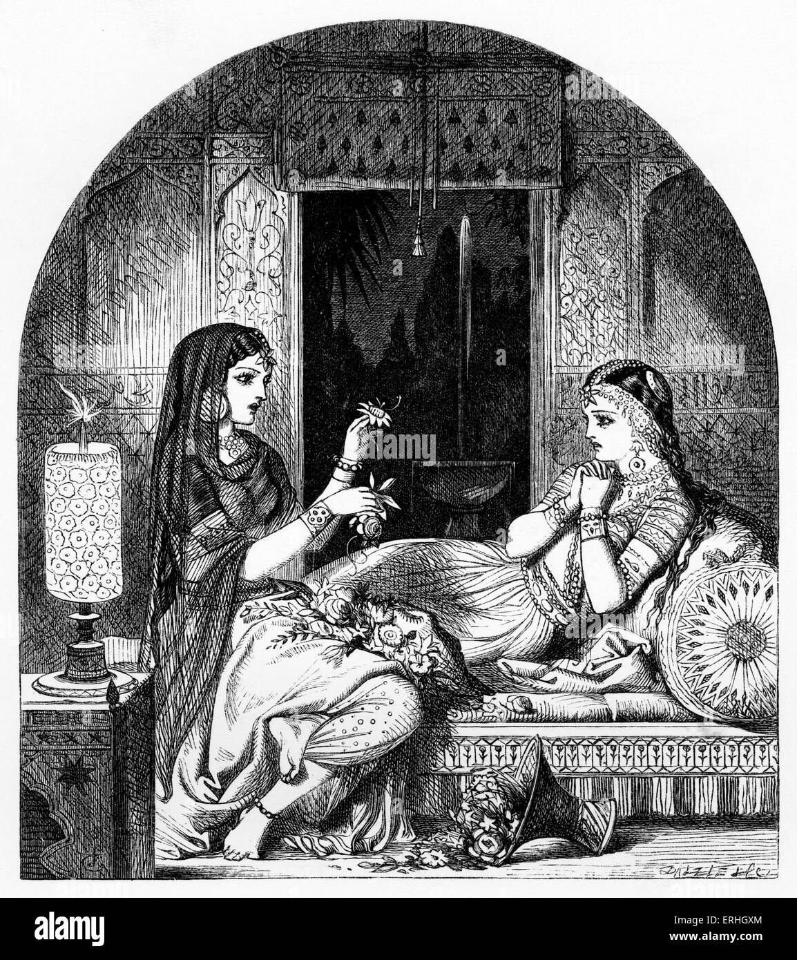 La lumière du Haram - illustration de l'album Lalla Rookh par Irish poète et écrivain Thomas Moore. L'Enchanteresse jette une Banque D'Images
