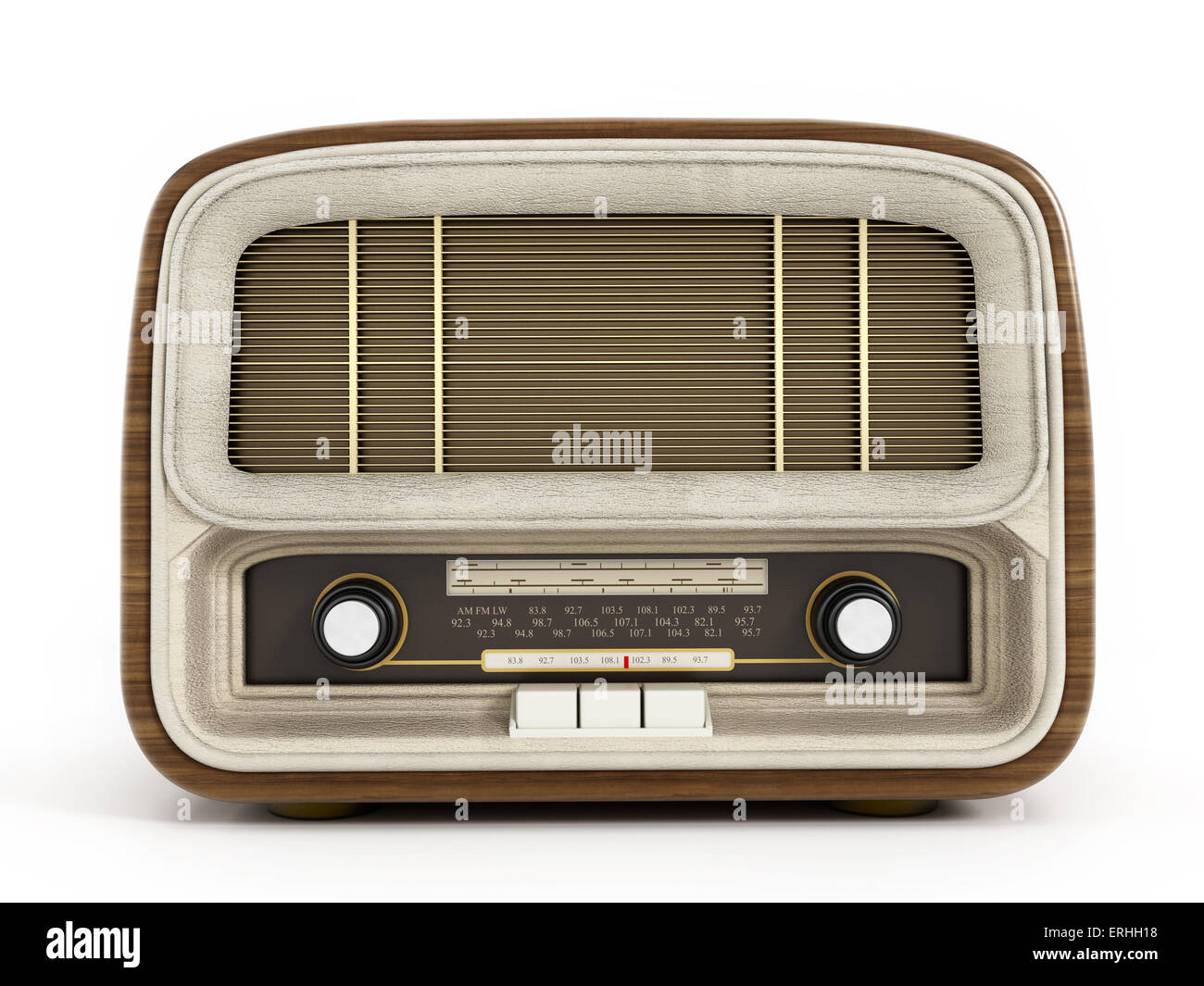 Radio Antique isolé sur fond blanc. Banque D'Images