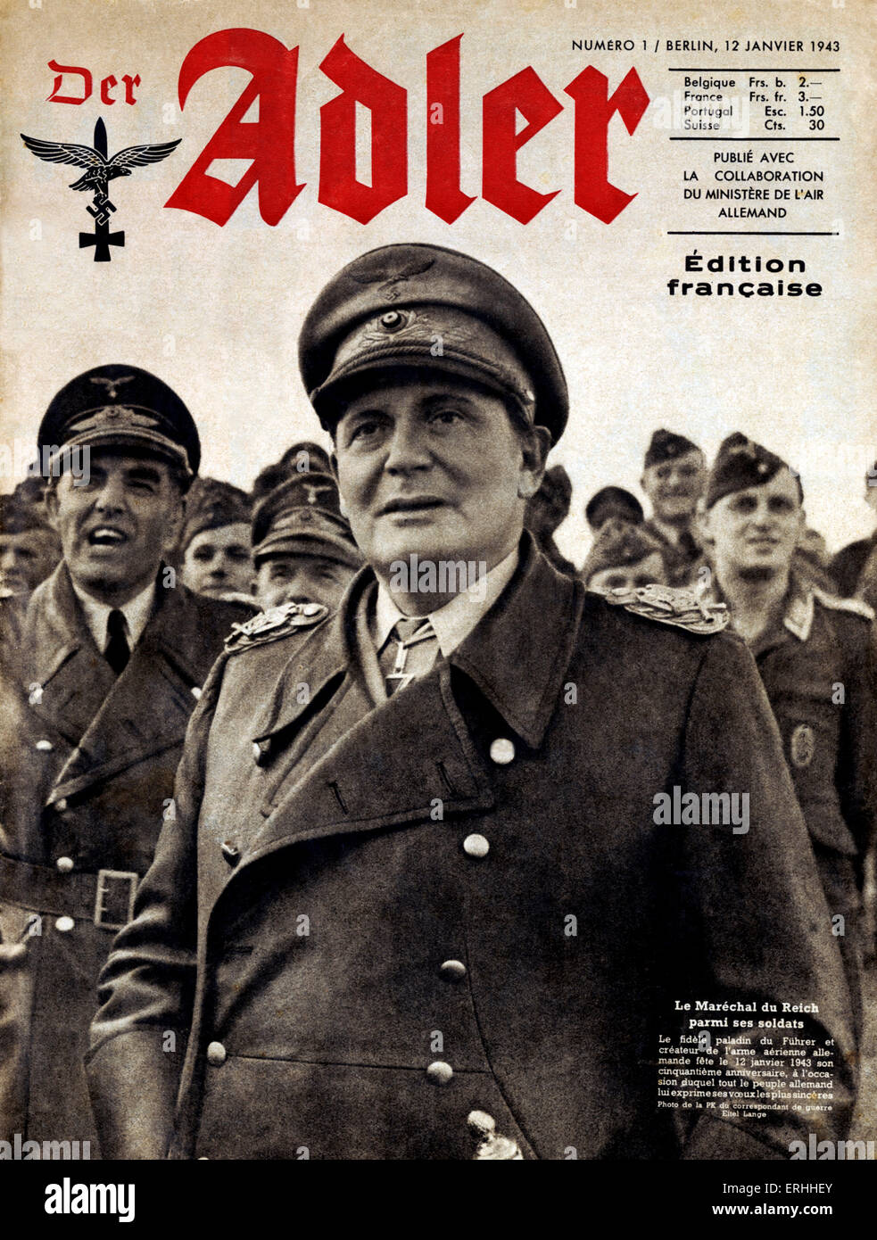Hermann Göring - portrait de l'Reichmarshall nazi sur la couverture de Der Adler (édition française) pour son cinquantième anniversaire, 12 Banque D'Images