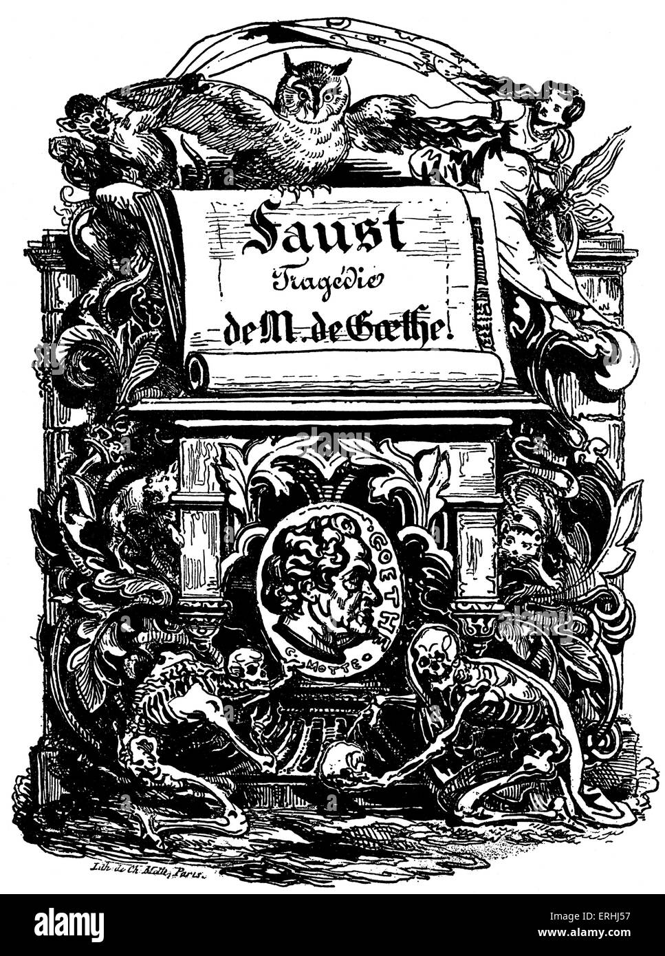 Johann Wolfgang von Goethe - page de titre pour le poète et penseur allemand 'Faust' de la tragédie, ( dir. Sbd Consult, 1828). Lithographie de Banque D'Images