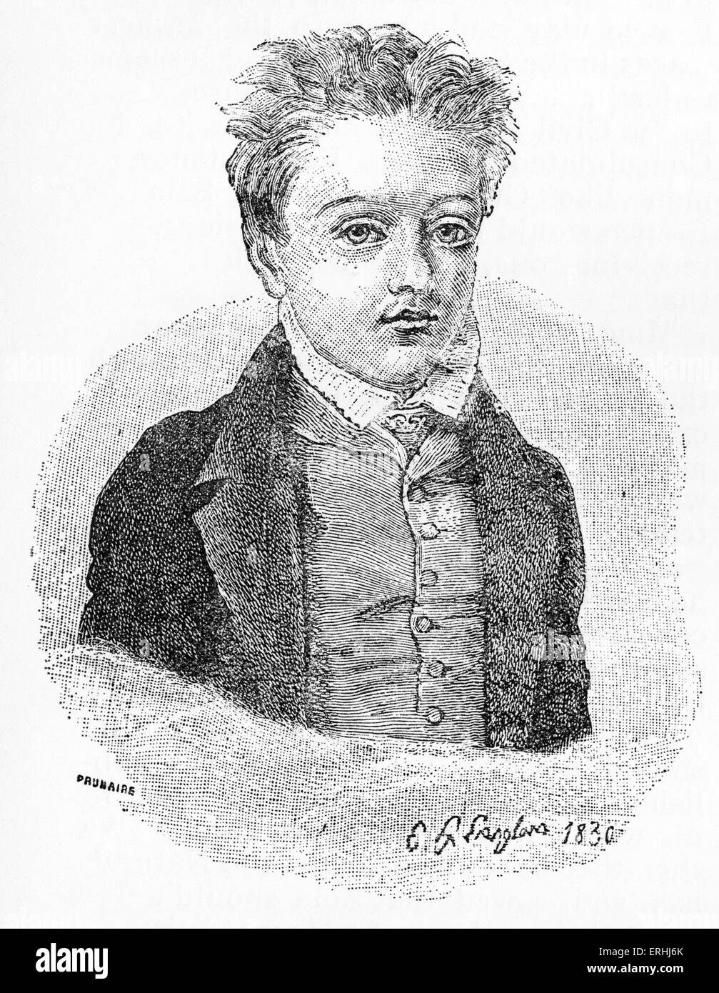 Gustave Flaubert - portrait de l'écrivain français à l'âge de 10 ans. 12 Décembre 1821 - 8 mai 1880. Banque D'Images