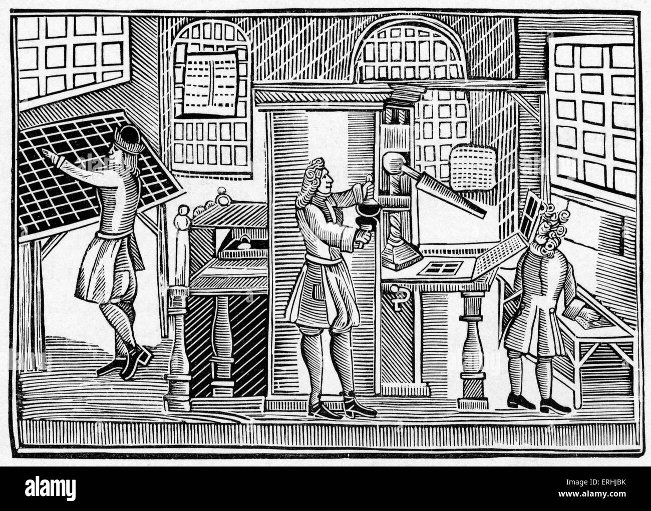 Printing Office, c.1710. La gravure à Bagford, collection du British Museum. L'imprimante. L'imprimante. Banque D'Images