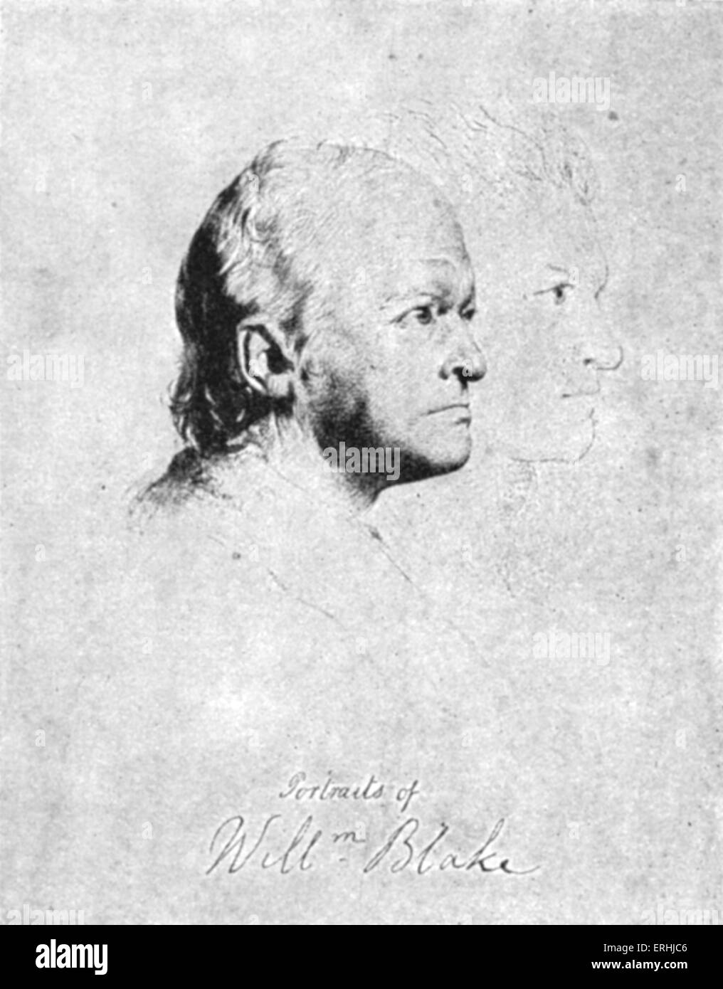 William Blake - signé l'auto-portrait du poète anglais, artiste et graveur. 28 novembre 1757 - 12 août 1827 Banque D'Images