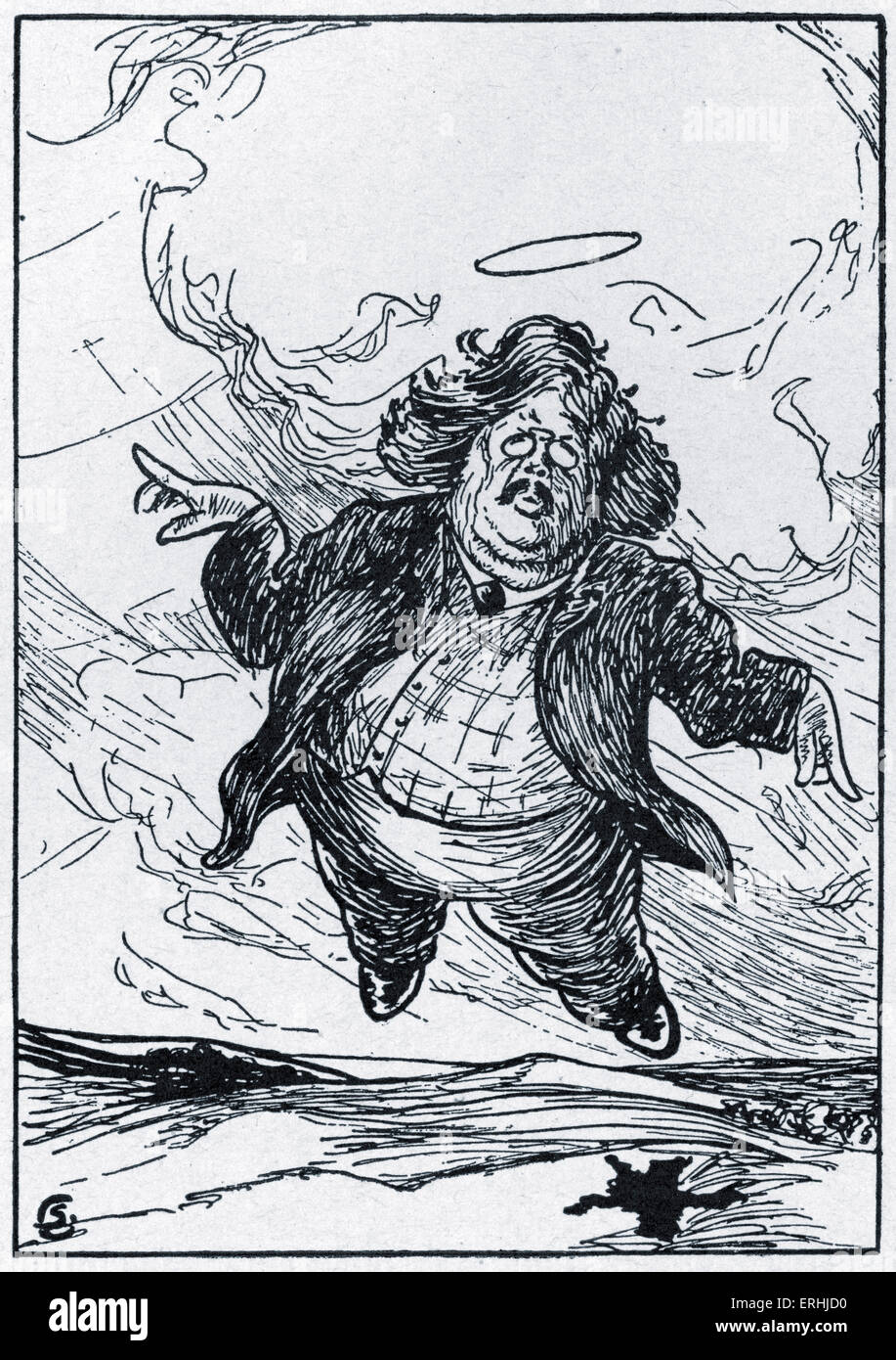 Gilbert Keith Chesterton - caricature de l'écrivain anglais par G. Kohen, 1912. 29 mai 1874 - 14 juin 1936. Banque D'Images