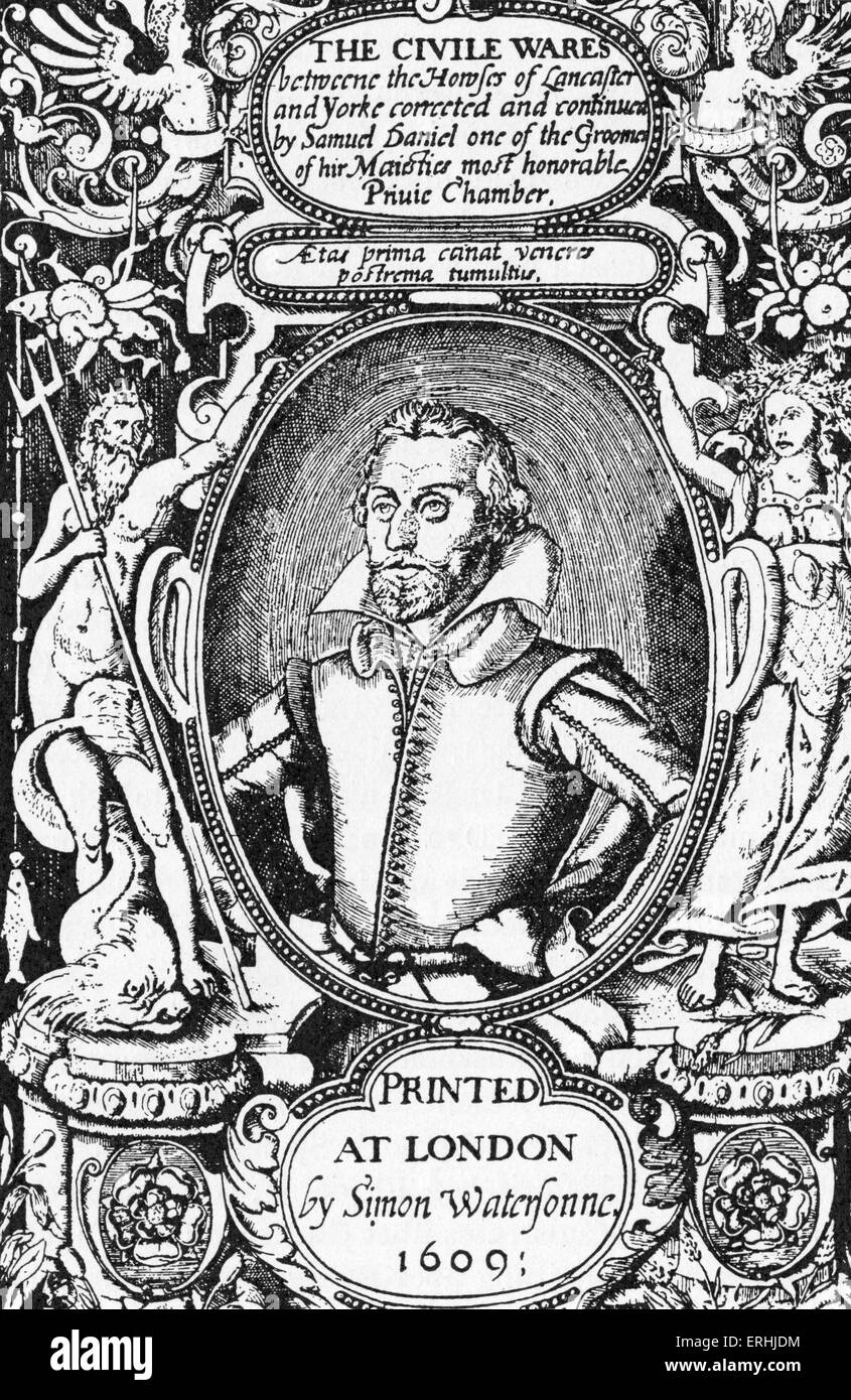 Samuel Daniel - page de titre de l'historien et poète anglais poème historique, 'guerre civile'. Londres, 1609 Edition. Avec un Banque D'Images