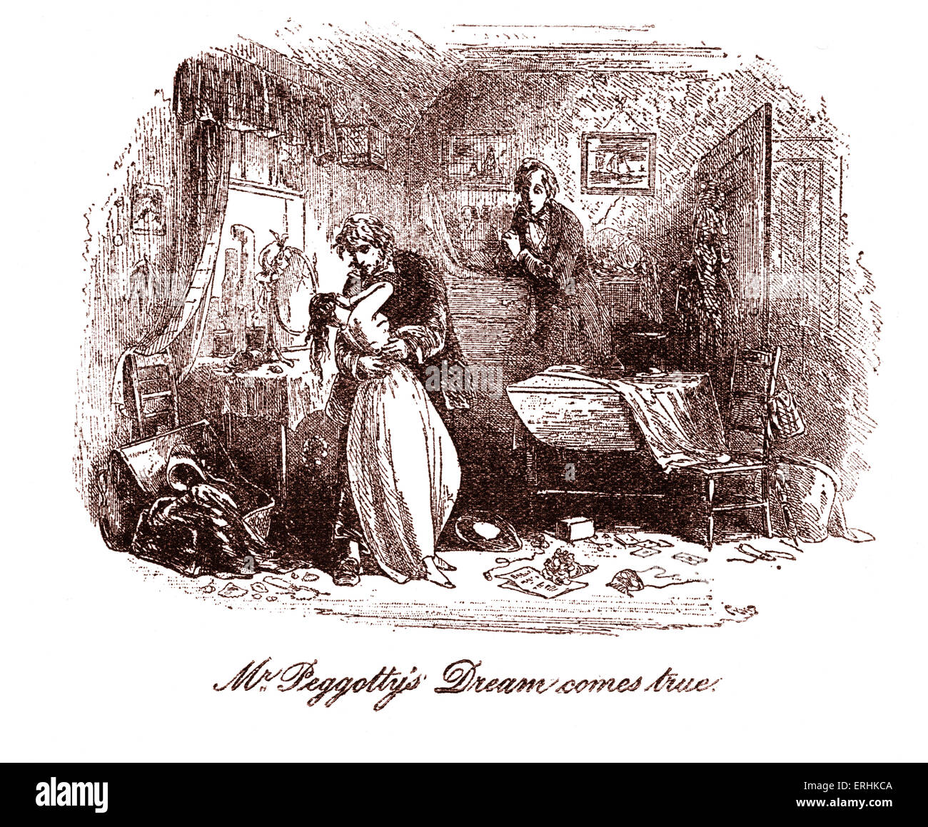 David Copperfield de Charles Dickens. Illustration par Phiz (Hablot Knight Browne). Sous-titre suivant : M. Peggotty's rêve se Banque D'Images