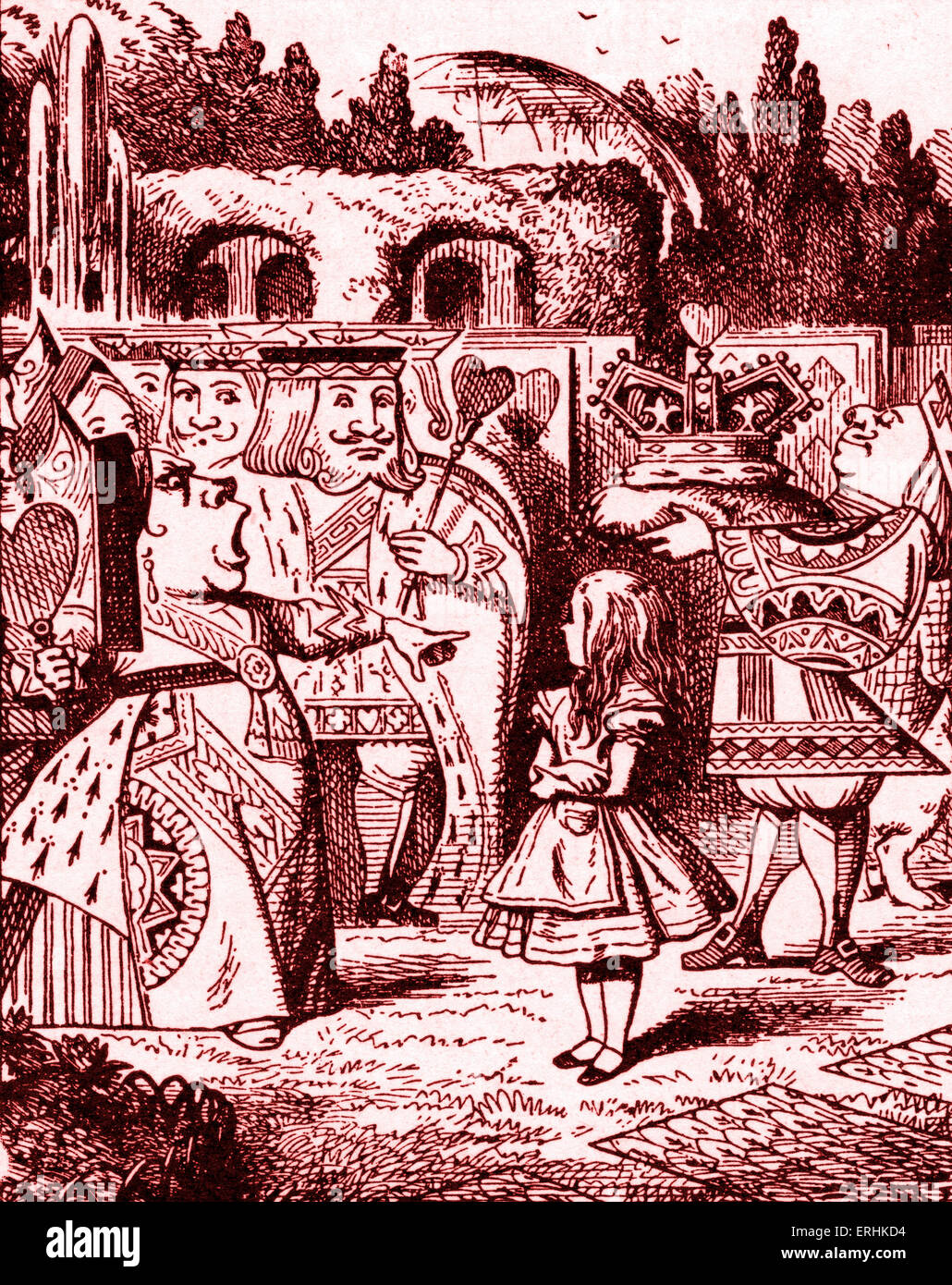 La reine de Cœur offres Knave of Hearts lui dire que la petite fille est - d'Alice au Pays des merveilles de Lewis Carroll (Charles Banque D'Images
