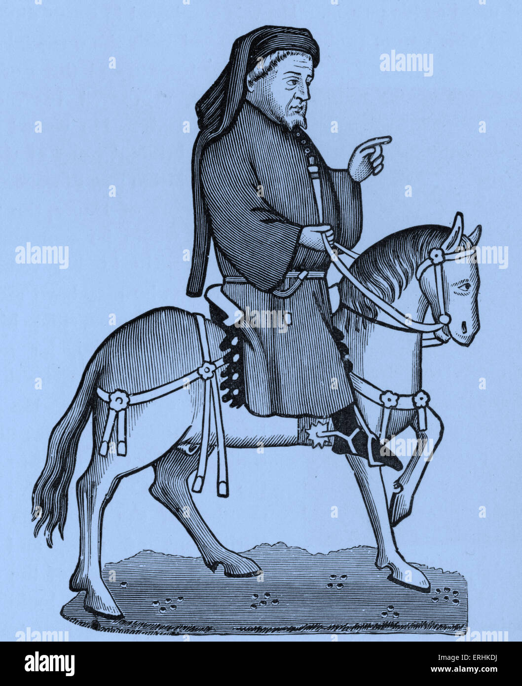 Geoffrey Chaucer - Portrait de la poète anglais à cheval. c. 1343-1400 Banque D'Images