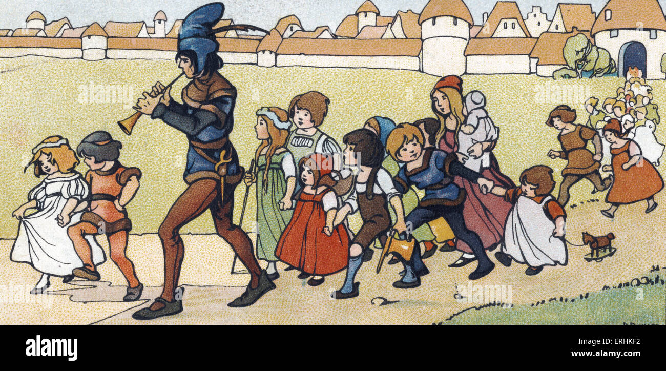 Le joueur de flûte de Hamelin (Der Rattenfänger von Hameln) attirer les