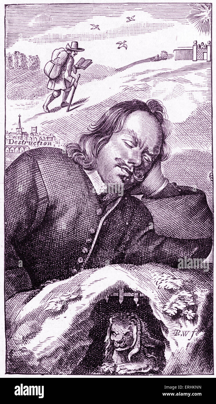 John Bunyan - frontispice de l'auteur anglais 's livre 'Le progrès' du pèlerin (quatrième édition, 1680). 'The Pilgrim's Banque D'Images