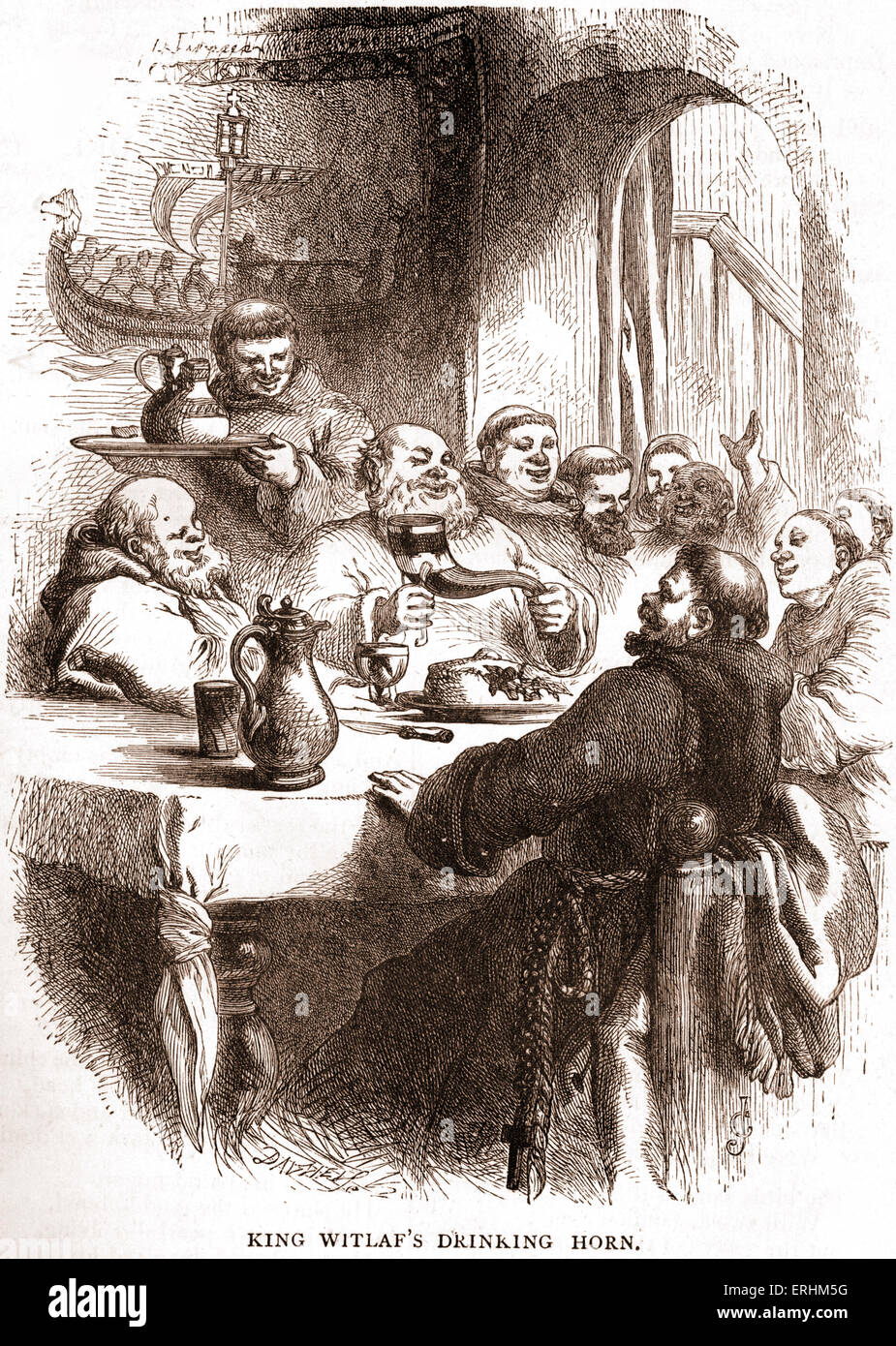 Poème de Henry Wadsworth Longfellow 'Roi Witlaf potable'', de l'avertisseur sonore de son recueil de poésie "la mer et le coin du feu" Banque D'Images