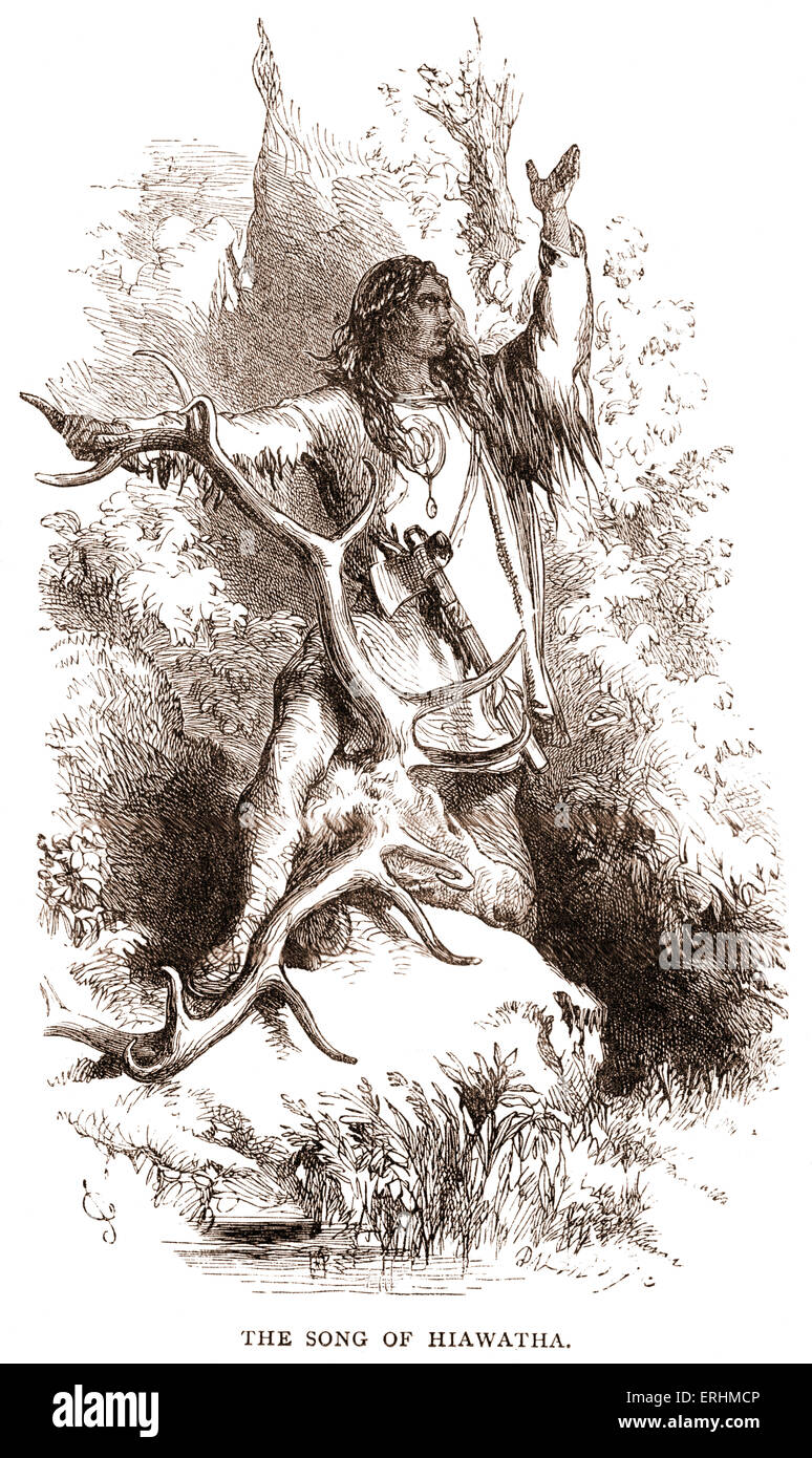 Henry Wadsworth Longfellow, poème "le chant de Hiawatha' (1855) - portrait d'Hiawatha. Basé sur les légendes de la native Banque D'Images