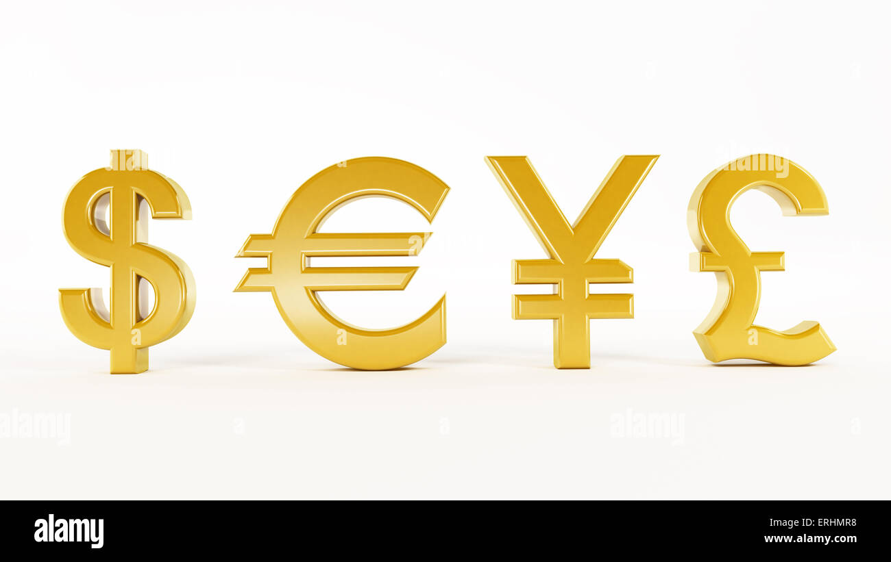 Symboles de devises or isolé sur blanc. Banque D'Images