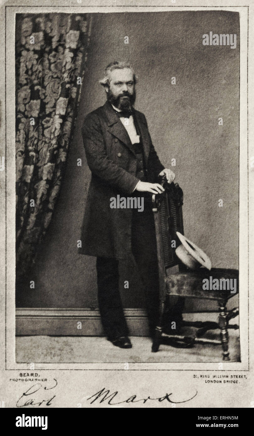 Karl Marx, signé portrai prises à Londres par barbe. L'historien allemand, économiste &,révolutionnaire 1818-1883 Banque D'Images
