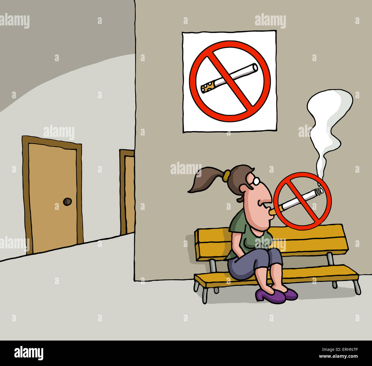 Caricature sur le tabagisme conceptuel Banque D'Images