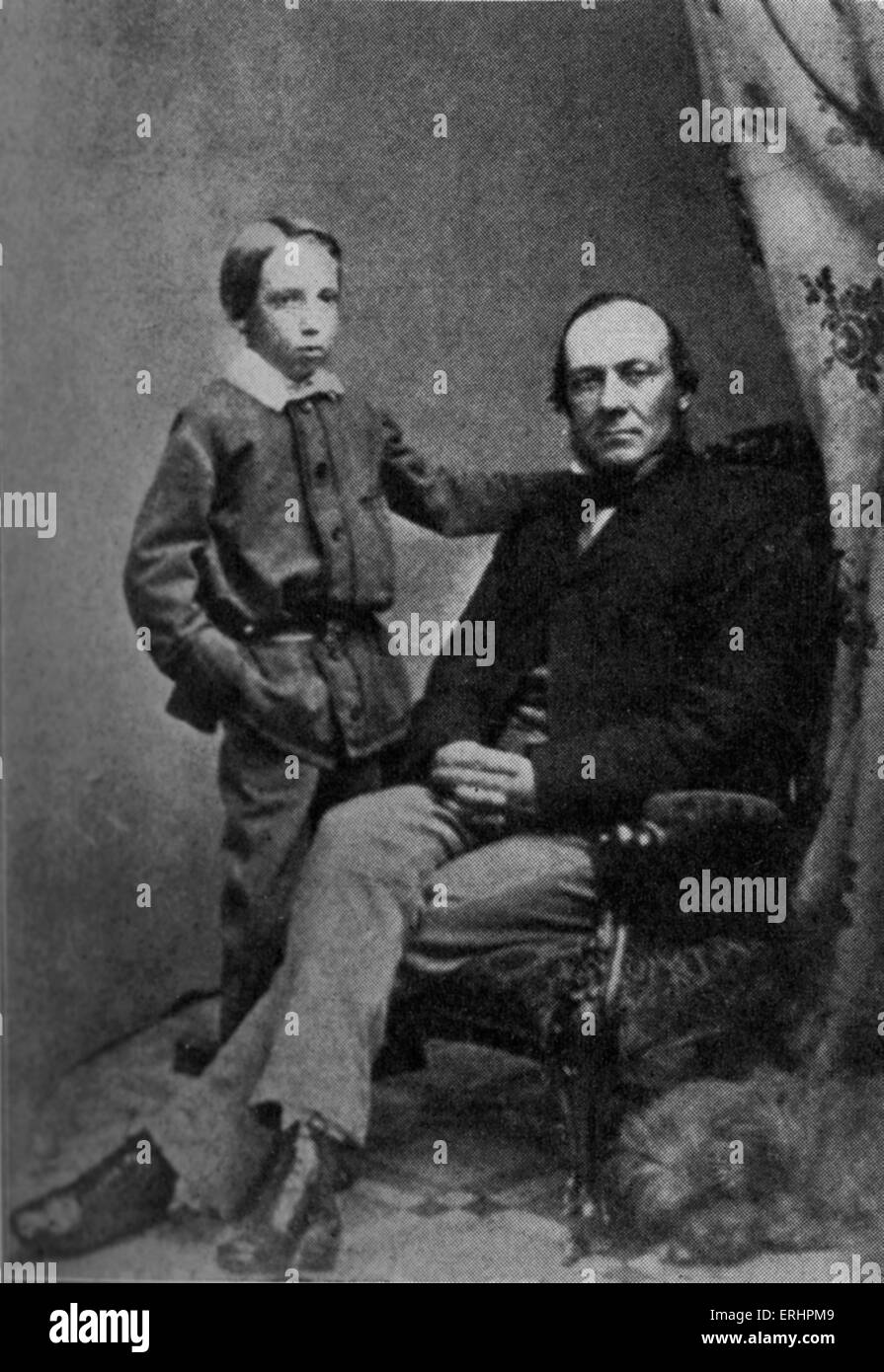 Robert Louis Stevenson avec son père, Thomas Stevenson - RLS : poète, romancier écossais, et écrivain de voyage : 13 novembre 1850 - 3 décembre 1894. TS : ingénieur : 1818-1887. Banque D'Images