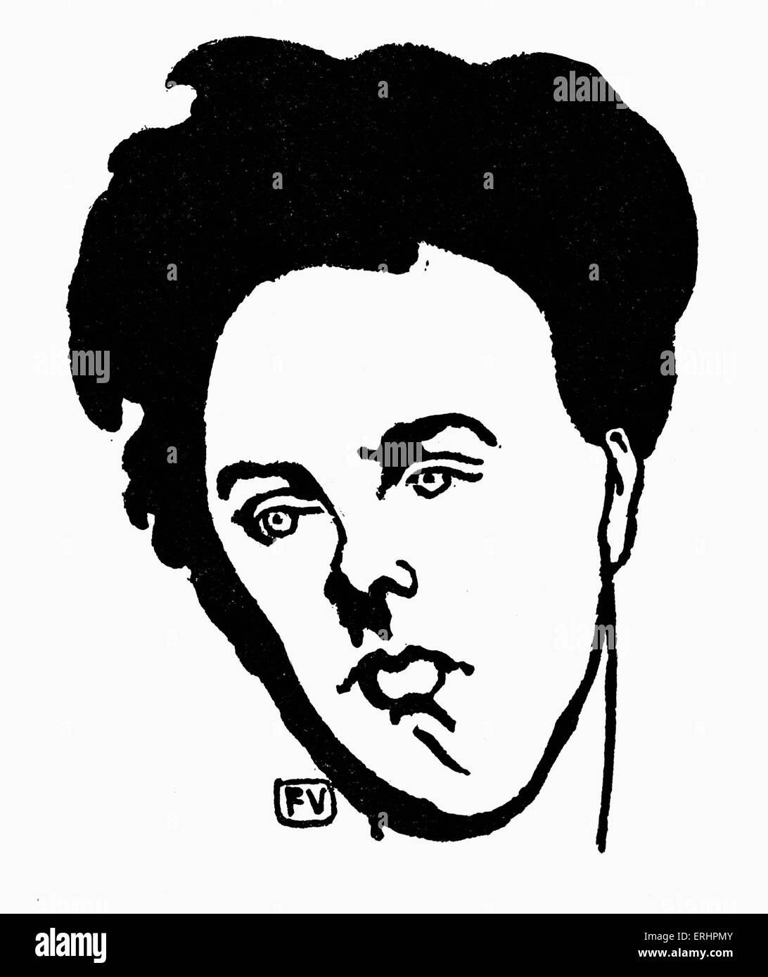 Arthur Rimbaud - poète français : 20 octobre 1854 - 10 novembre 1891.(FV initiales de l'artiste.) Banque D'Images