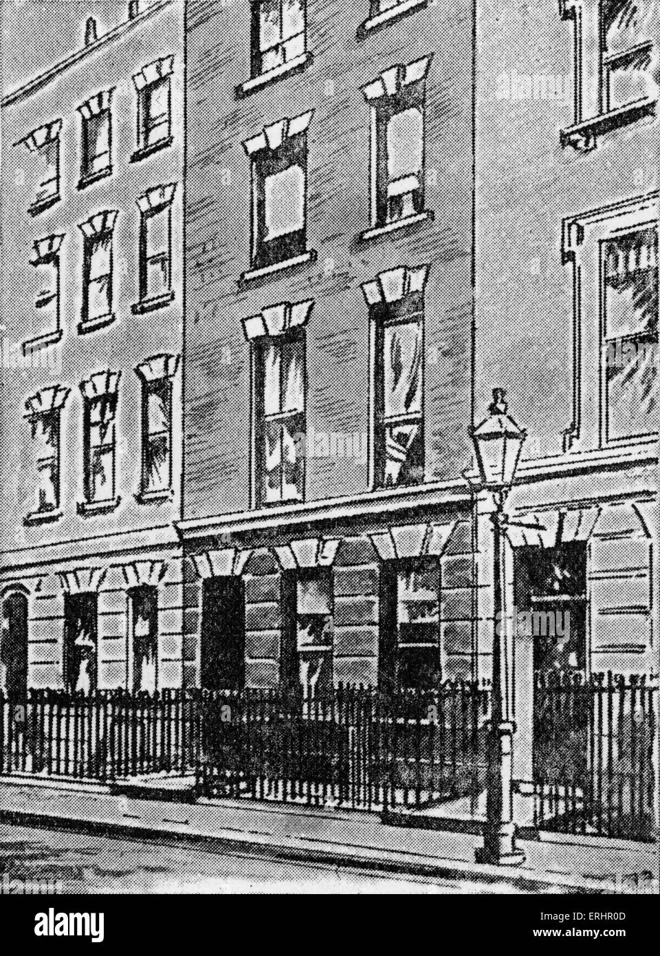 Charles Dickens - 18 Bentinck Street, Cavendish Square, Londres. Dickens vivait ici 1833-1834. 7 février 1812 - juin 1870. Banque D'Images