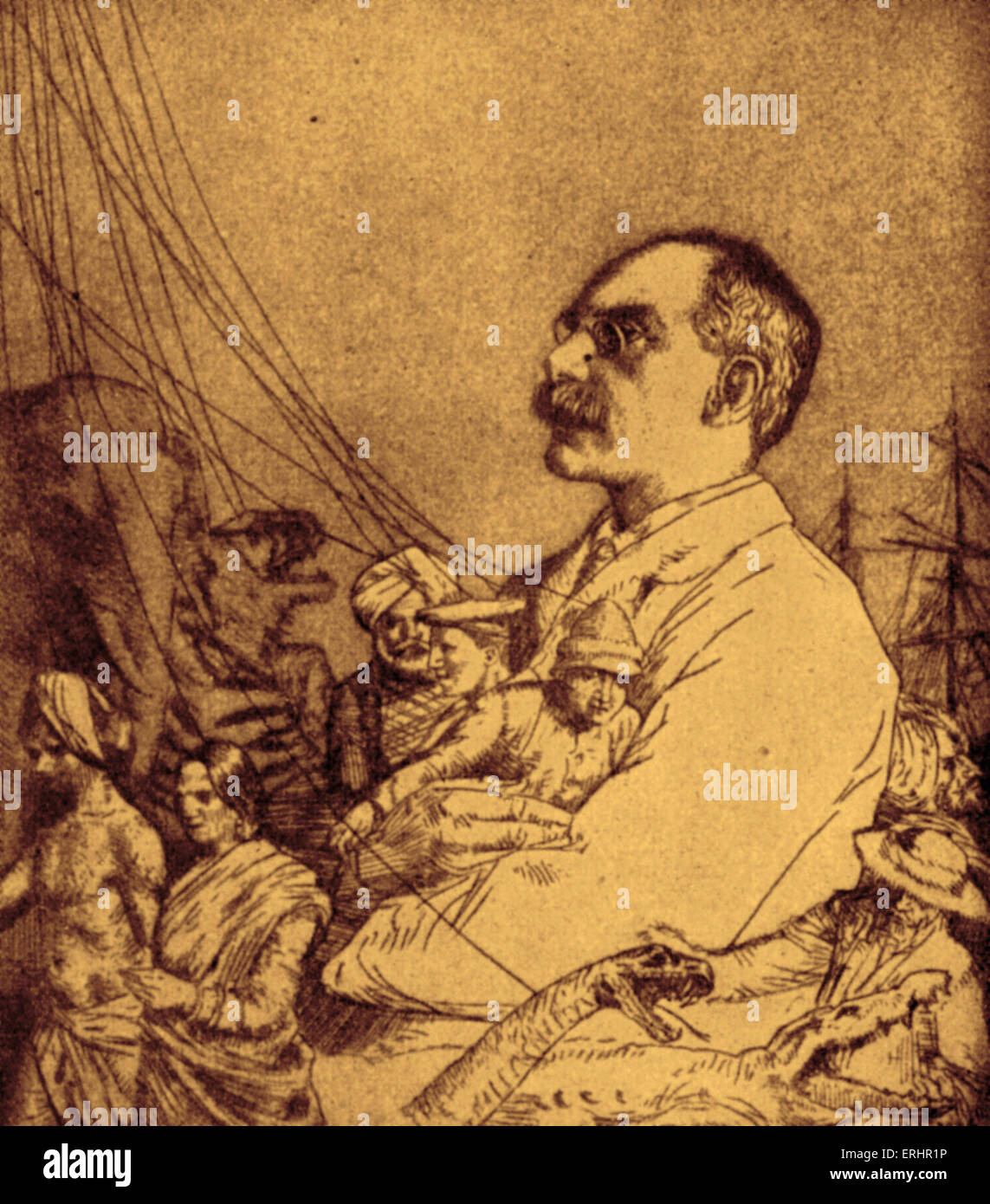 Rudyard Kipling - portrait de l'écrivain et poète anglais. 30 Décembre 1865 - 18 janvier 1936. Banque D'Images