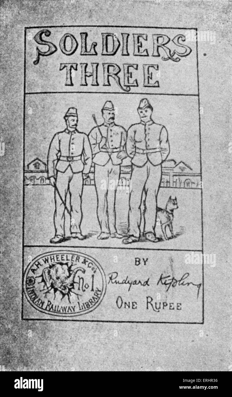 Rudyard Kipling - page de titre de la première édition de "Trois soldiers' publié par la bibliothèque des chemins de fer indiens. RK : Anglais Banque D'Images