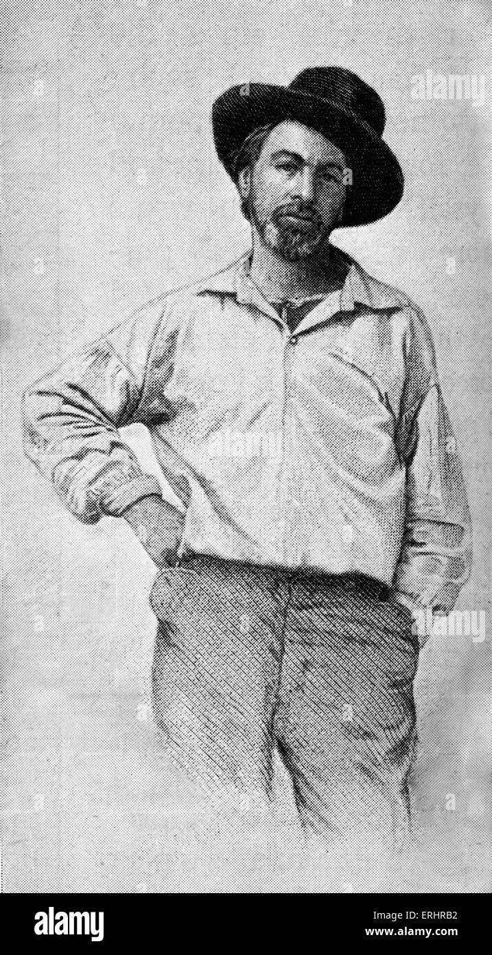 Walt Whitman - 36 ans : poète, essayiste, journaliste, et l'humaniste,31 mai 1819 - 26 mars 1892. Banque D'Images