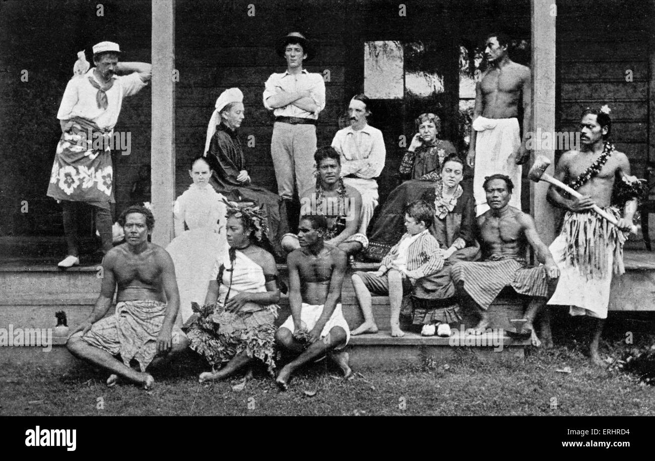 Robert Louis Stevenson, sa famille et les membres à Samoa, dont Robert