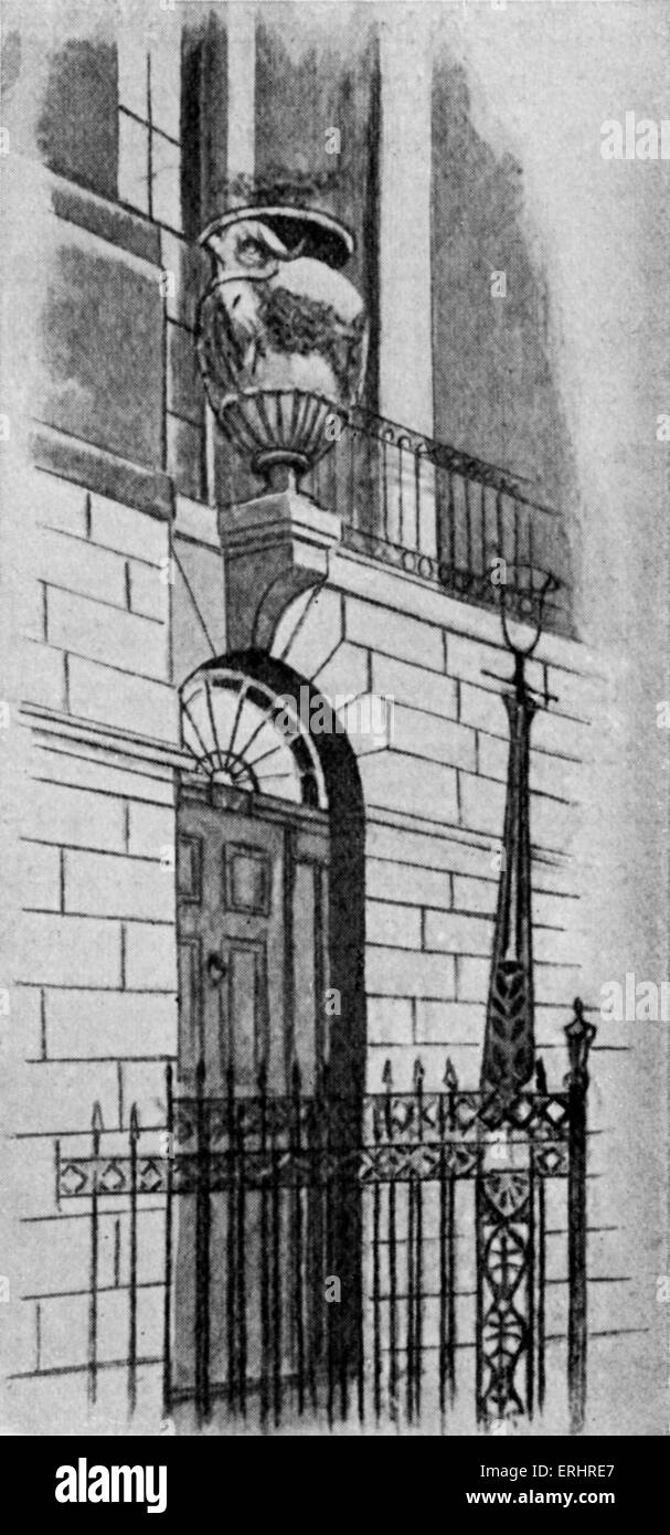 Le Colonel Newcome's house à Fitzroy Square - personnage de 'l'Newcomes" par le romancier anglais William Makepeace Thackeray, Banque D'Images