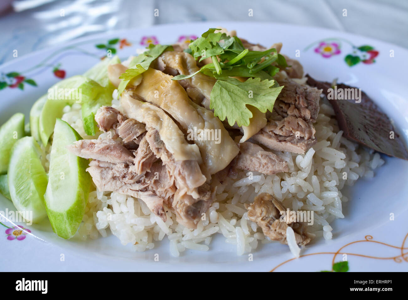 Riz au poulet Hainanese (Khao Man Kai) Stock Photo Banque D'Images