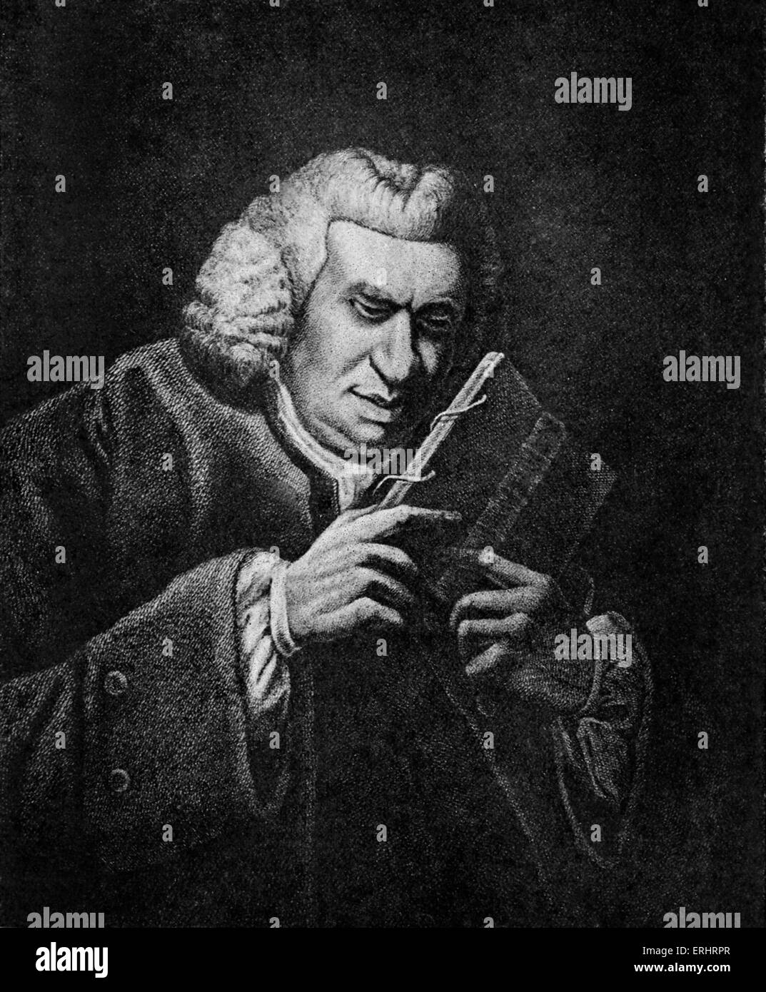 Samuel Johnson - portrait. Gravée par J J De Claussin après une peinture de Northcote. Essayiste, biographe, anglais Banque D'Images